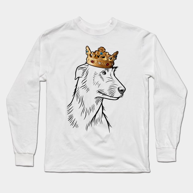 Irish Wolfhound Dog King Queen Wearing Crown Long Sleeve T-Shirt by millersye